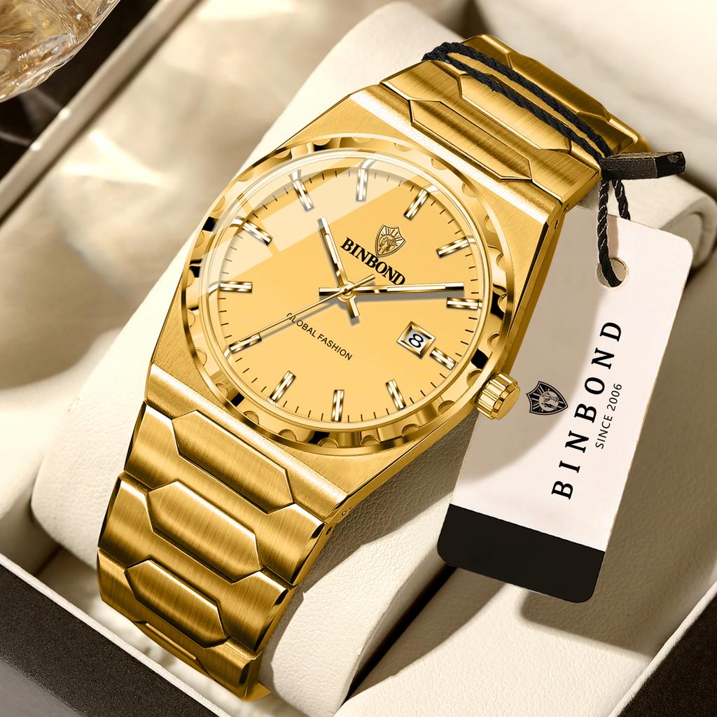 BINBOND Luminous Waterproof Luxury Quartz Wristwatches For Men Auto Date Durable Men's Watch Reloj Hombre Lujo Alta Gama +Box