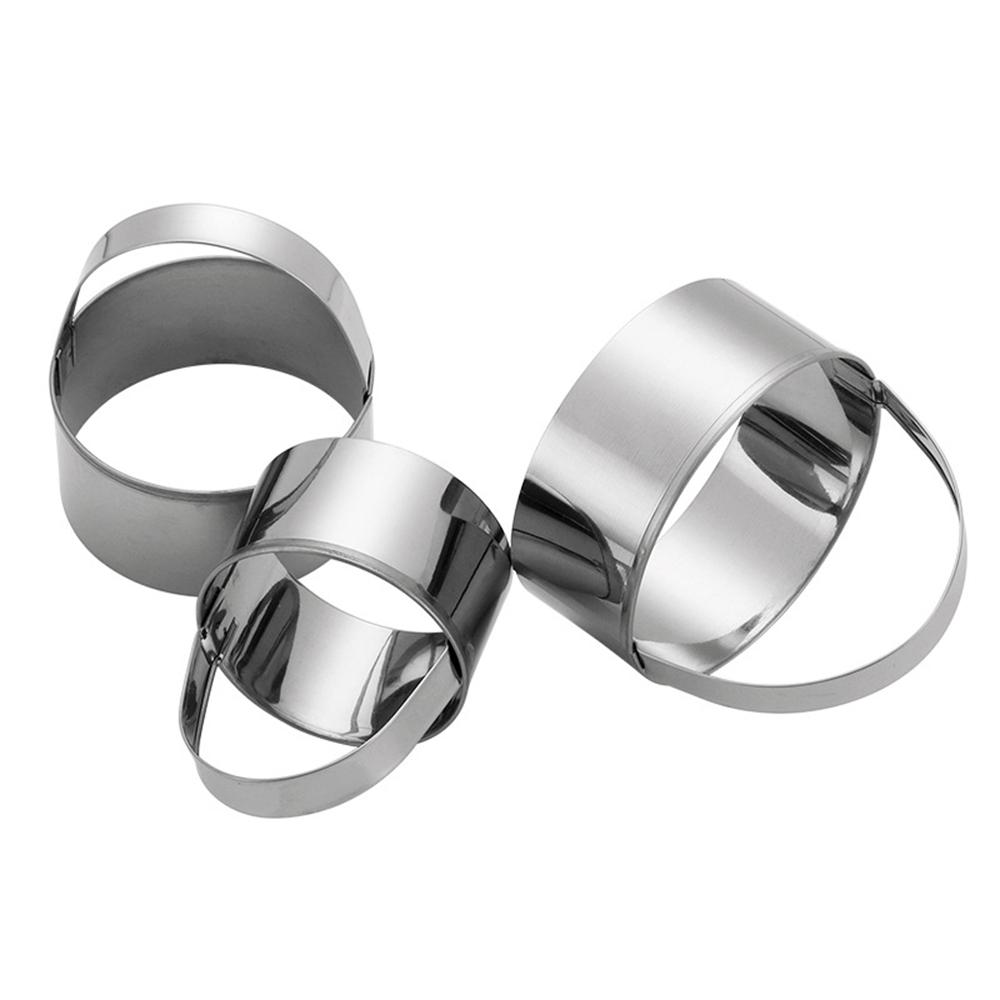 Nerezová ocel Nepřilnavá forma na sušenky Pečicí příslušenství Sada kulatých vykrajovátek na sušenky s rukojetí Kuchyňské nářadí 3 ks