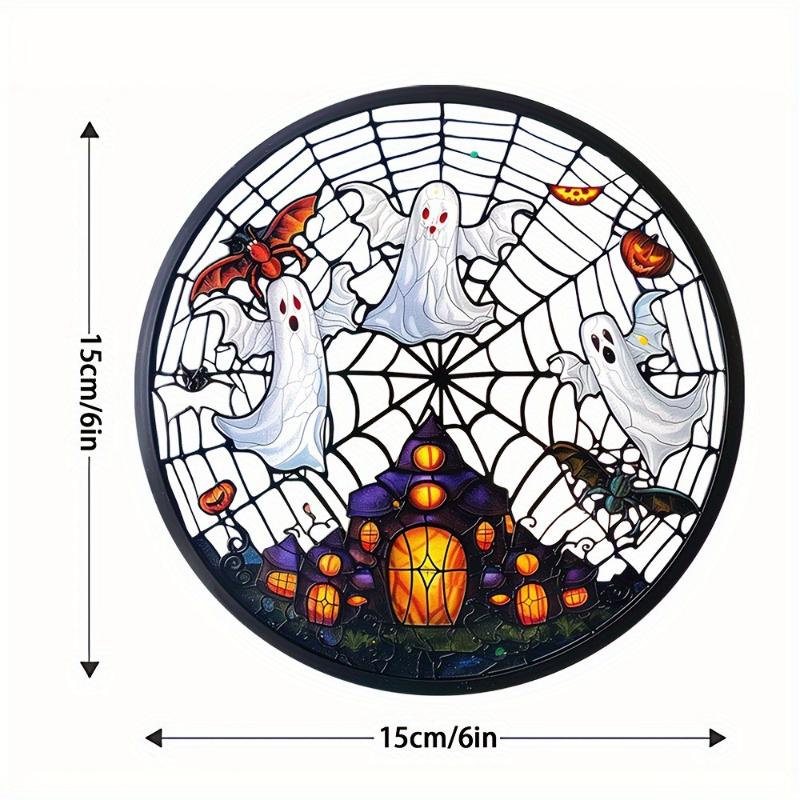Halloween Decoration Ghost Horror Catcher Colored Home Windows Porch Garden Pendant, Wall Decor Art, Four Seasons Decoration, novelty Home Decor 15*15cm