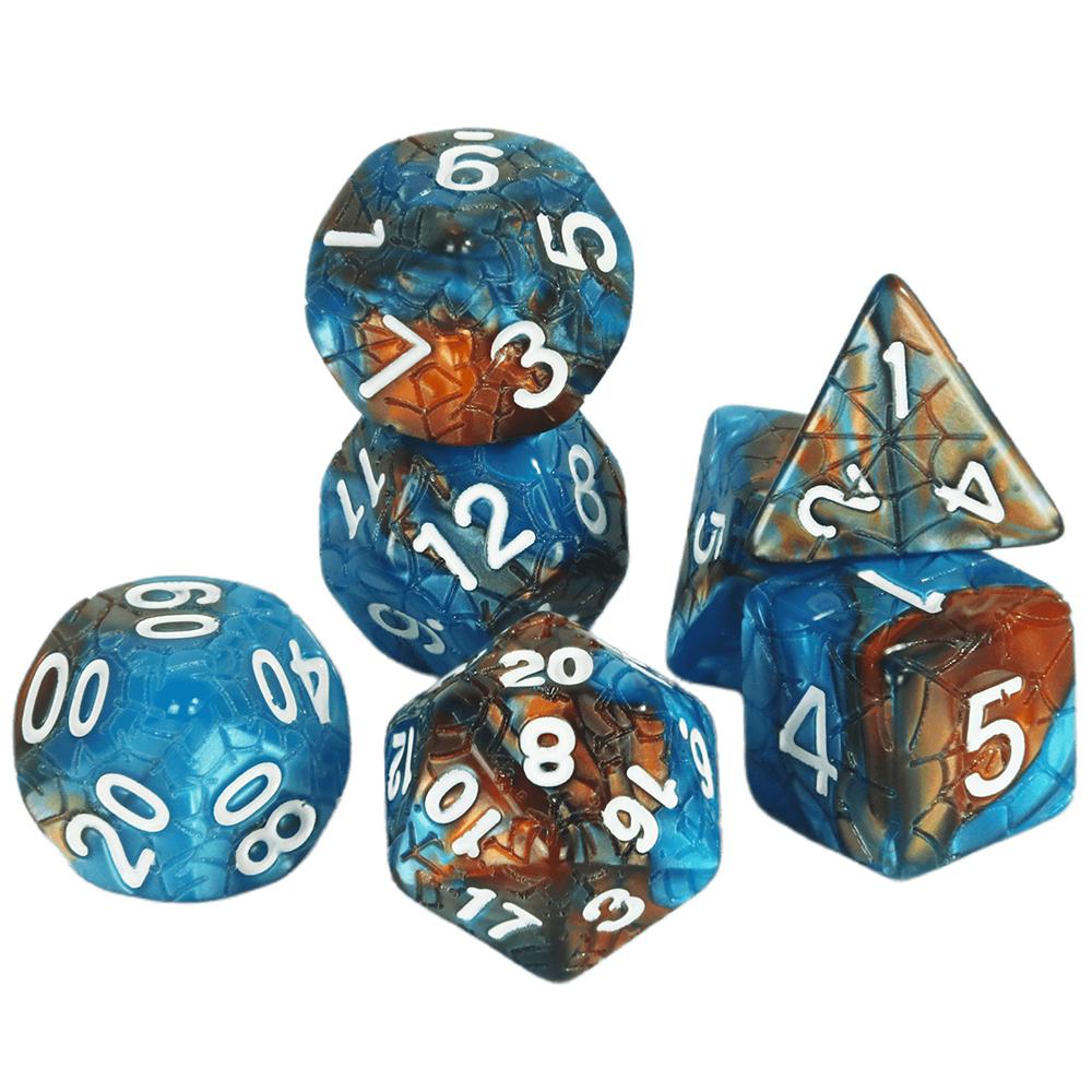 Sada mnohostěnných kostek 7ks Míchání barevných kostek s pavučinou pro deskové hry DND a deskové hry na hrdiny