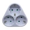 16A European Standard 3-in-1 Plug Adapter, German Type F Cordless Wall Outlet Expander with 4.8mm Pins