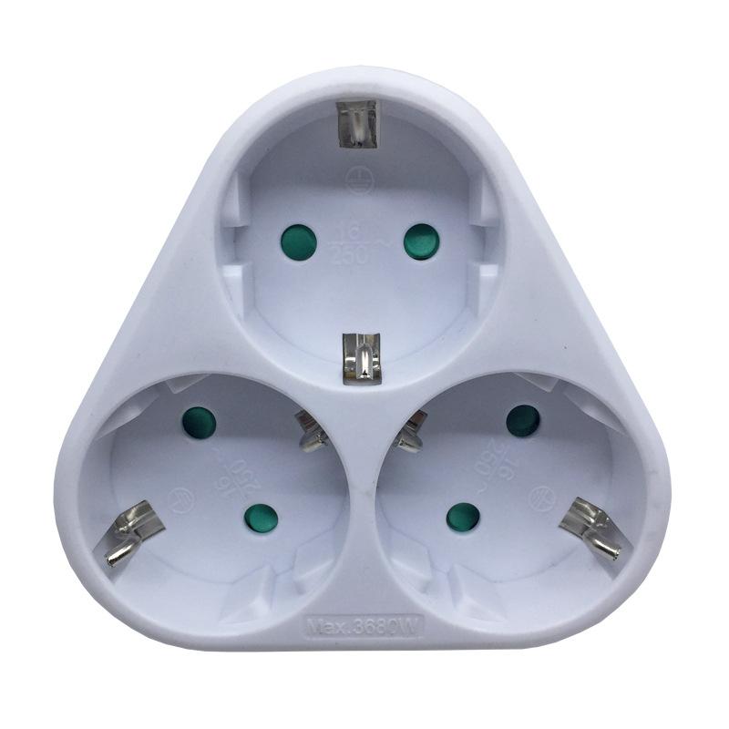 16A European Standard 3-in-1 Plug Adapter, German Type F Cordless Wall Outlet Expander with 4.8mm Pins