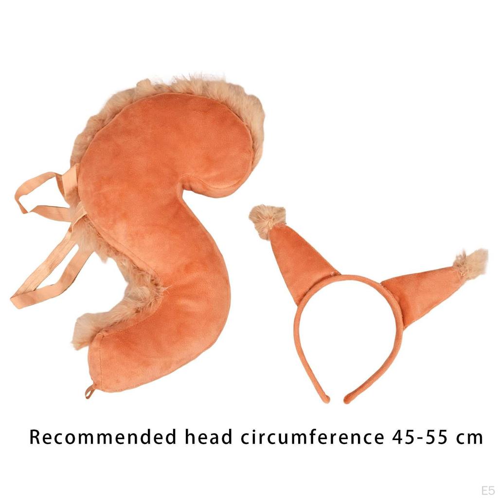 Animal Tail Costume Kit Hairband Cosplay Fancy Dress Headpiece Squirrel Ears Hair Hoop Headband for