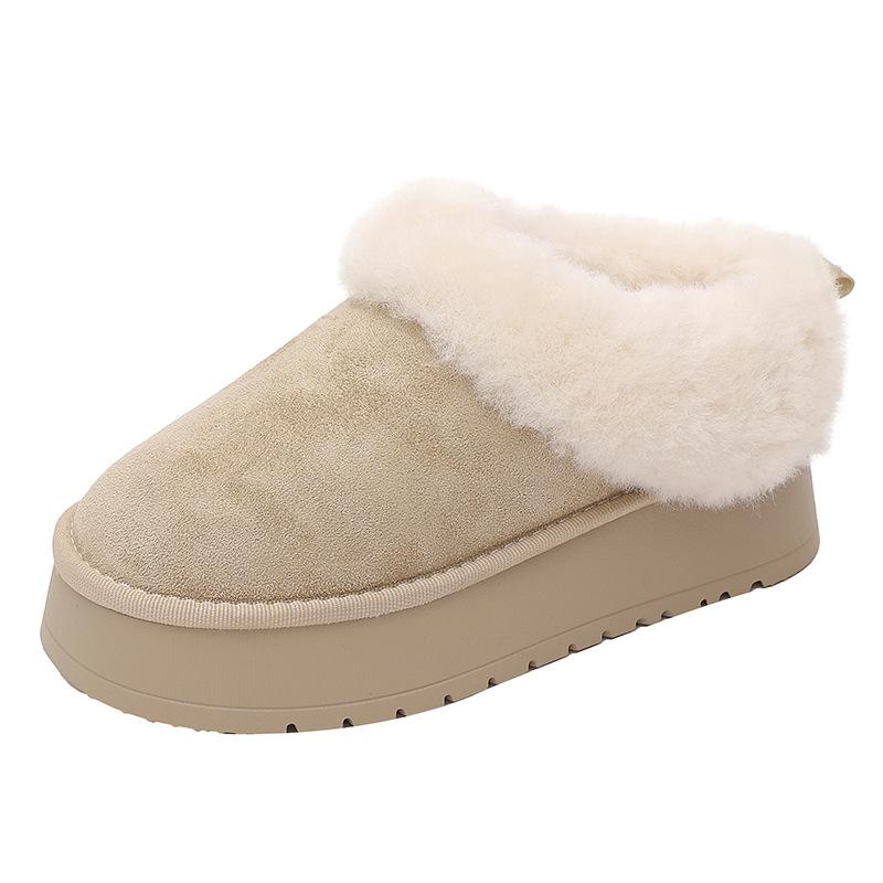 

Thick-soled velvet thickened snow boots women s 2025 new winter Sangpo Village warm fluffy shoes Northeast cotton shoes 40 бежевий
