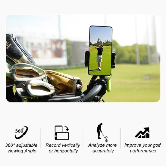 Golf Phone Holder with Bluetooth-compatible Remote Control 360 Degrees Retractable Silicone Leg Tripod Live Streaming Cell Phone Stand Bracket