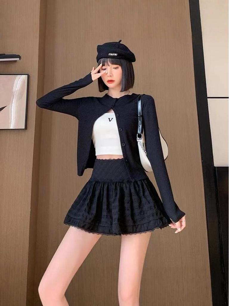 Women's Sweet Ballet-Style High-Waisted A-Line Short Skirt - Slimming Fluffy Design for Summer