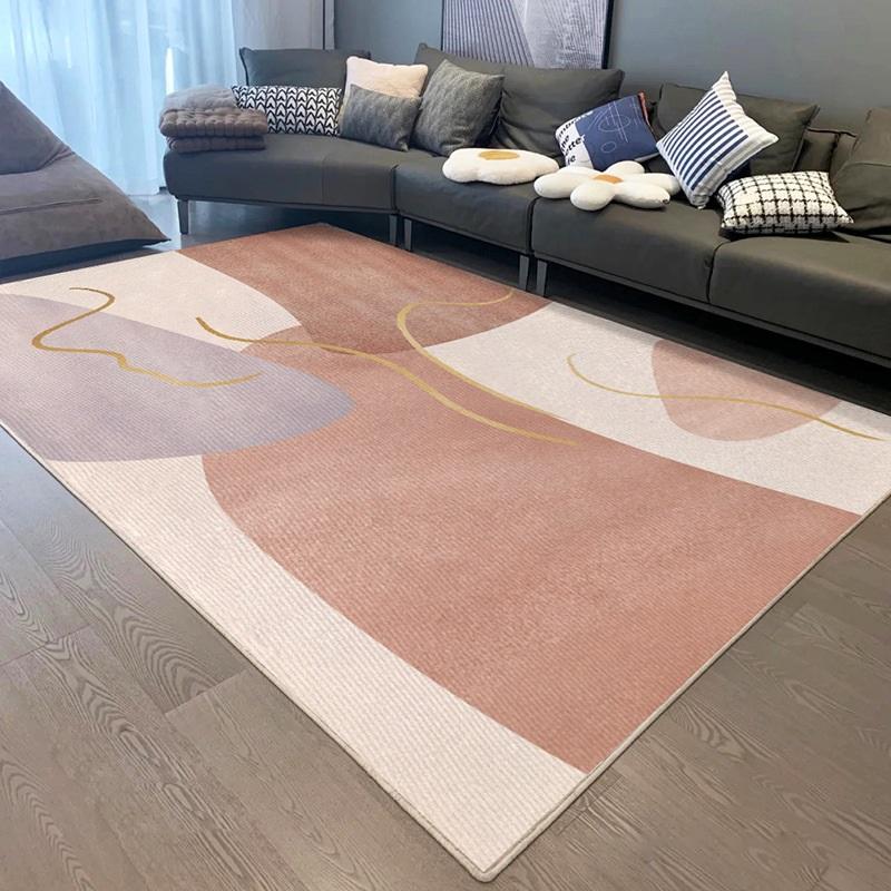 Moderne minimalistisk geometrisk gulvmatte i nøytrale toner for stue eller soverom