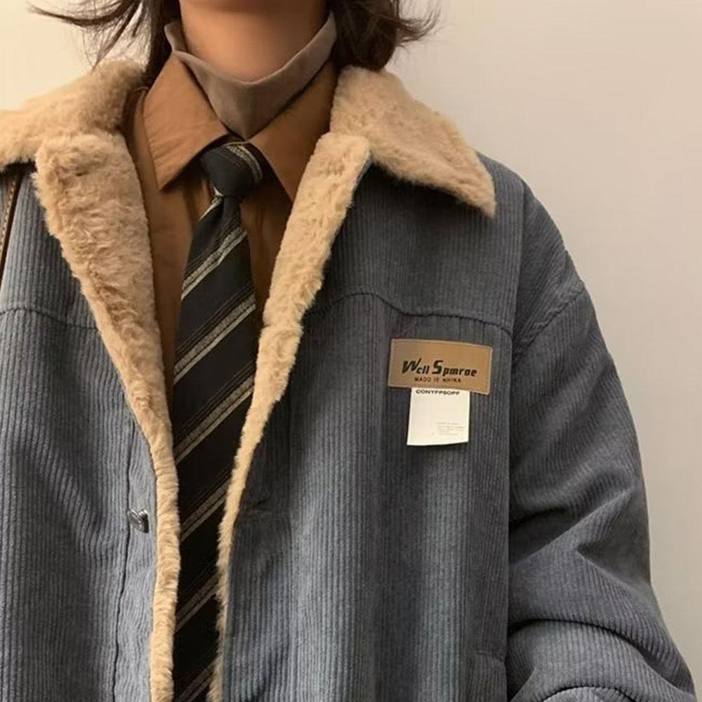 Men's Khaki Y2K Winter Thick Parkas Plus Velvet Loose Corduroy Down Coat Quality Jacket For Men Sweatshirts Windbreaker