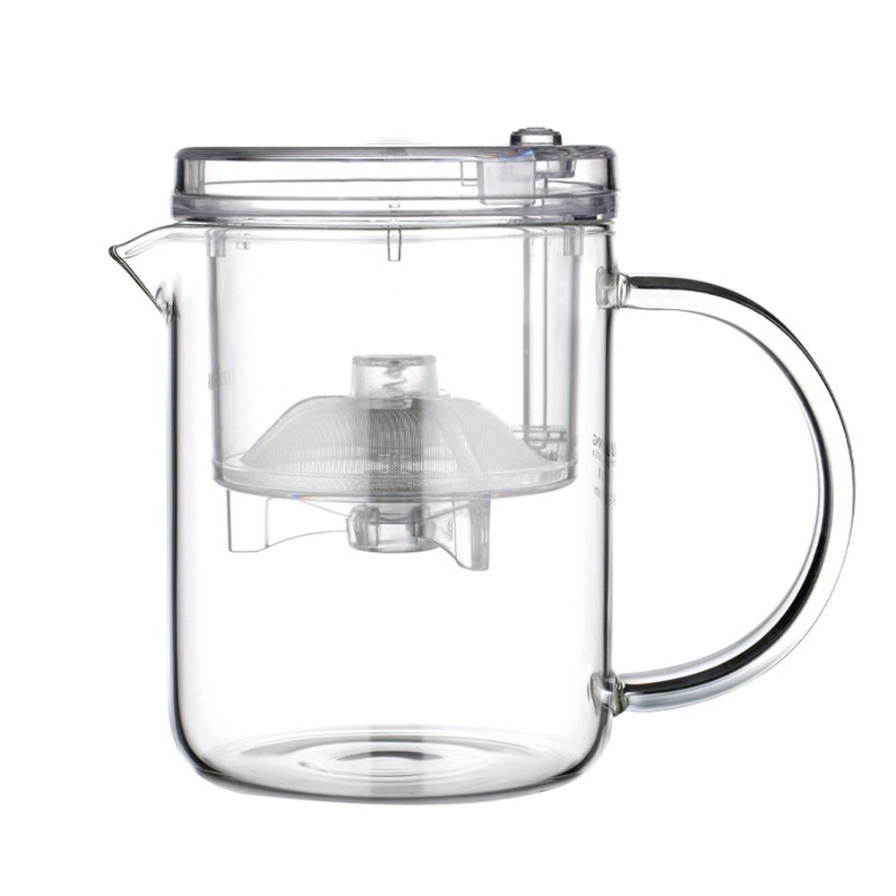 Heat-resistant Glass Teapot with Filter Glass Filter Press AUTO-OPEN Transparent Tea Maker Separation Leak-proof Fair Cup Home