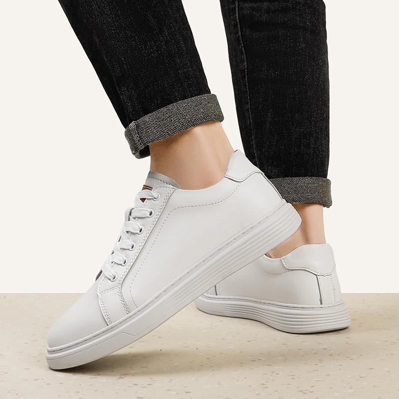 Fashion Lightweight Skate Shoes Lace-Up Men Flats Classic Sneakers New Genuine Leather Casual Shoes Men All-match Outdoor Walking Shoes
