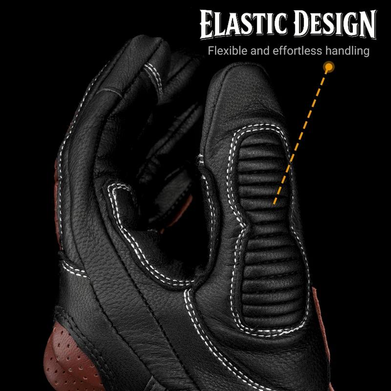 Summer Breathable Non-slip Motorcycle Gloves Men Leather Motorbike Full Finger Motocross Riding Glove Protective Gear For Rider
