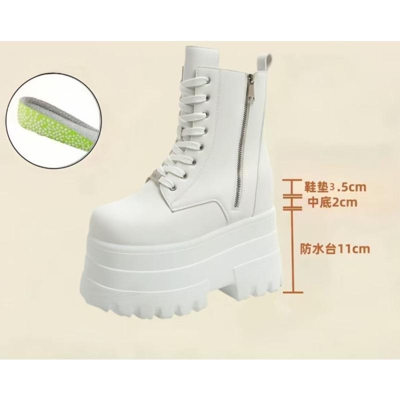 Mode 17 CM,13CM Damen Plateau Stiefel Lässige Outdoor Schuhe Klobig Schlicht Schnürdesign Stiefeletten Cool Nachtclub Party Schwarze Schuhe