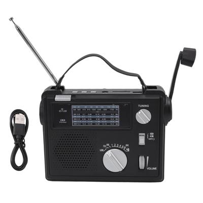 Hand Crank Radio AM FM SW Multi Band LED Emergency Radio with MP3 Playing U Disk Storage Card Slot