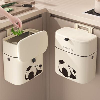 Wall-Mounted Kitchen Trash Can with Lid - Punch-Free Design for Household Waste Management