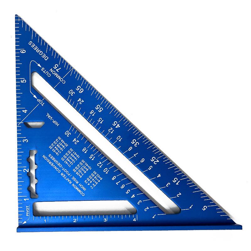 7-inch 12 Inch Metric and Imperial Triangle Ruler, 90 Degree Aluminum Alloy Woodworking Measuring Square Ruler