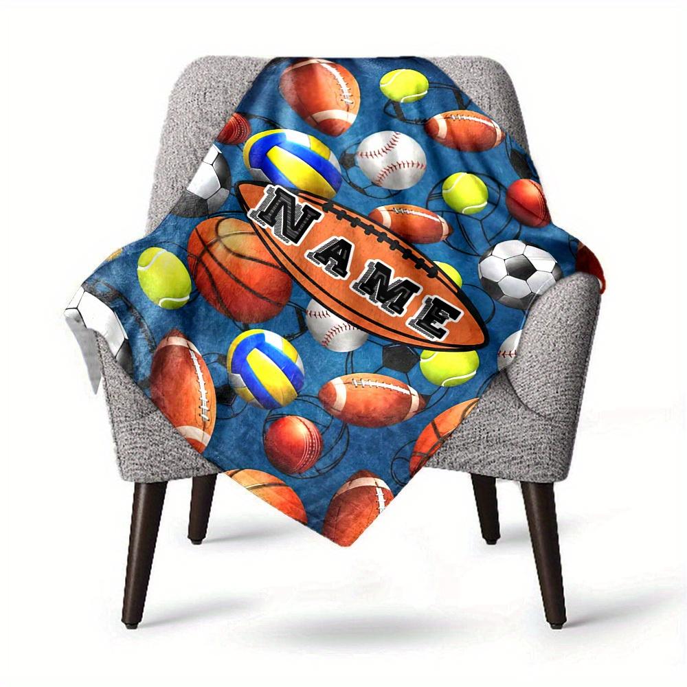 Sports Balls Home Customize Your Name Blankets Comfortable Soft Lightweight Multipurpose Blanket For Picnic Sofa Office Bed Living Room Suitable As