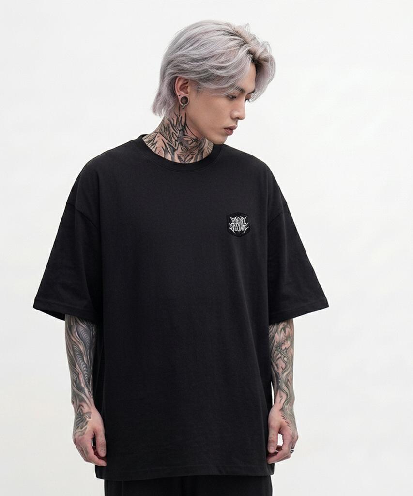 EIGHTVOLUME Ev Metal Patch Oversized Short Sleeve T-Shirt (Black)