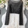 Iny Sequin Long Sve Round Ne Ort T-irt Women's Slim Fit Sli Korean Sle Commute Pure Color Summer Top