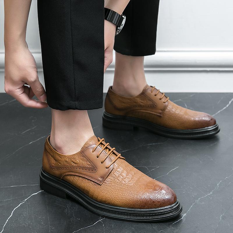 Fashion Crocodile pattern men's luxury leather shoes casual versatility Fashion designer style Office  shoes for parties and weddings