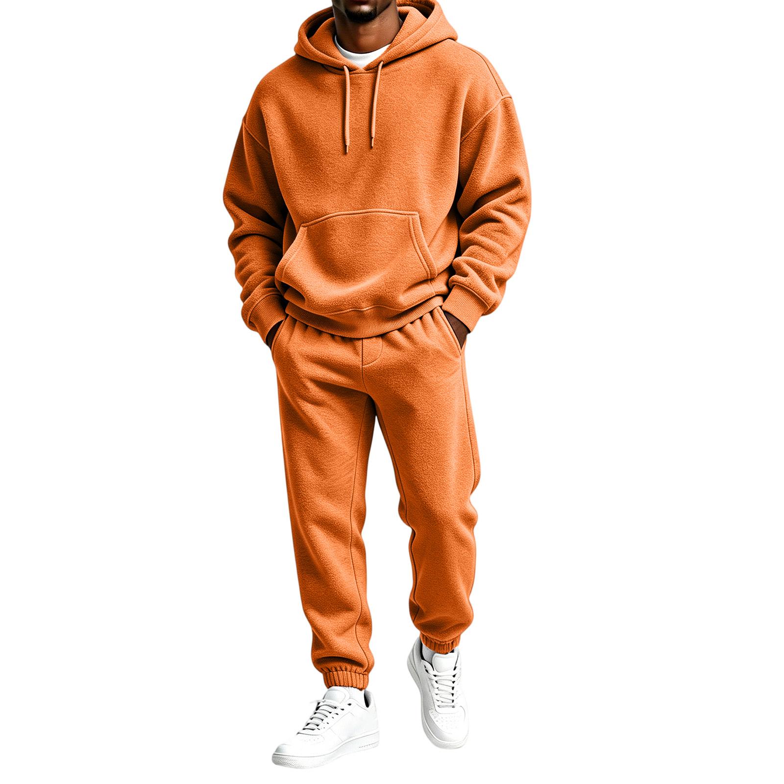 Men s  Hoodie Sweatshirt Jogger Pants Two-Piece Set XXXL оранжевый