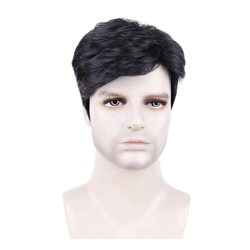Short Male Wigs Synthetic Hair Casual Wigs for Men Straight Natural Looking Brown Wig Cosplay Costume Party Halloween Daily Use