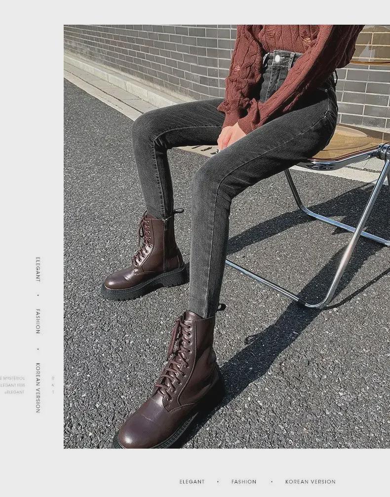 Women's High-Waist Stretch Jeans - Korean Spring Style, Slimming, Versatile, Nine-Point Pencil Fit