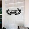 Personalized Metal Wall Art Custom Antler Family Name Sign Rustic Home Office Decor House Number Address Plaque Gift
