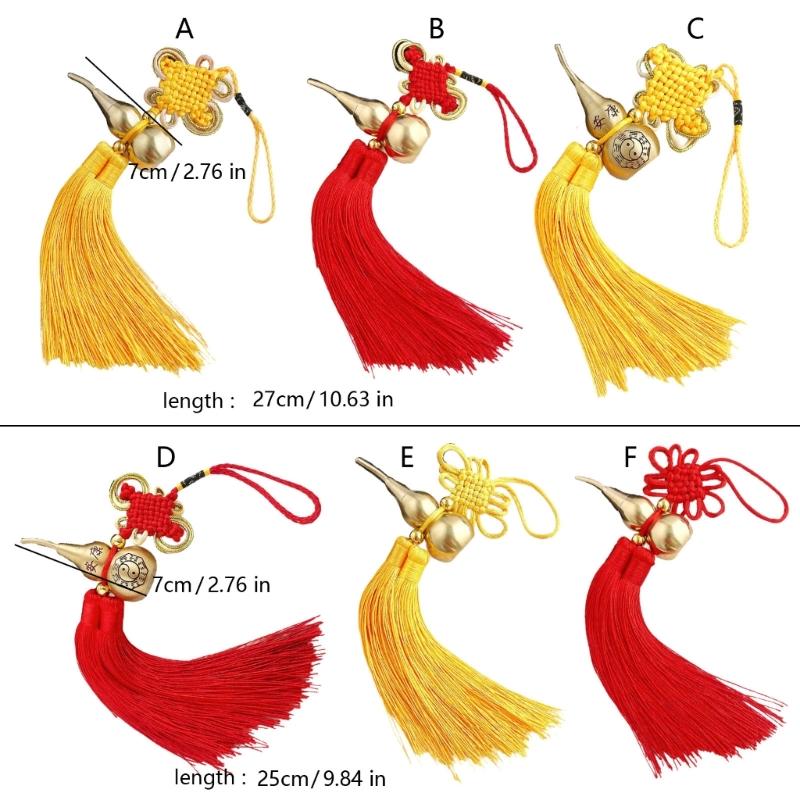 Copper Gourd and Chinese Knot Tassels Pendant Charm For Home Car Decors Amulet With Auspiciously Fengshuis Symbolism
