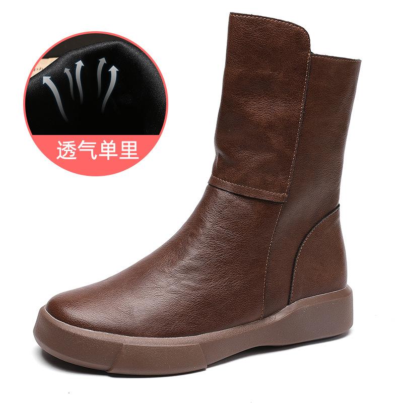 

Short boots 2025 new women s autumn and winter British style retro boots Knight boots with velvet flat bottomed midsole boots 41