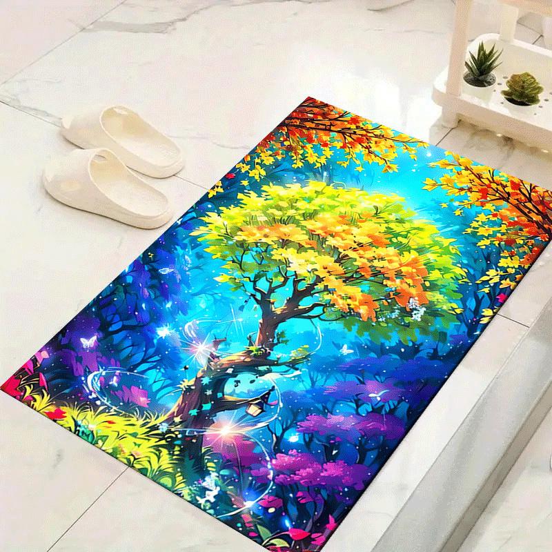 1pc Tree of Life Print Design Area Rug - Soft, Anti-Slip, and Durable Gaming Room Decor for Bedroom