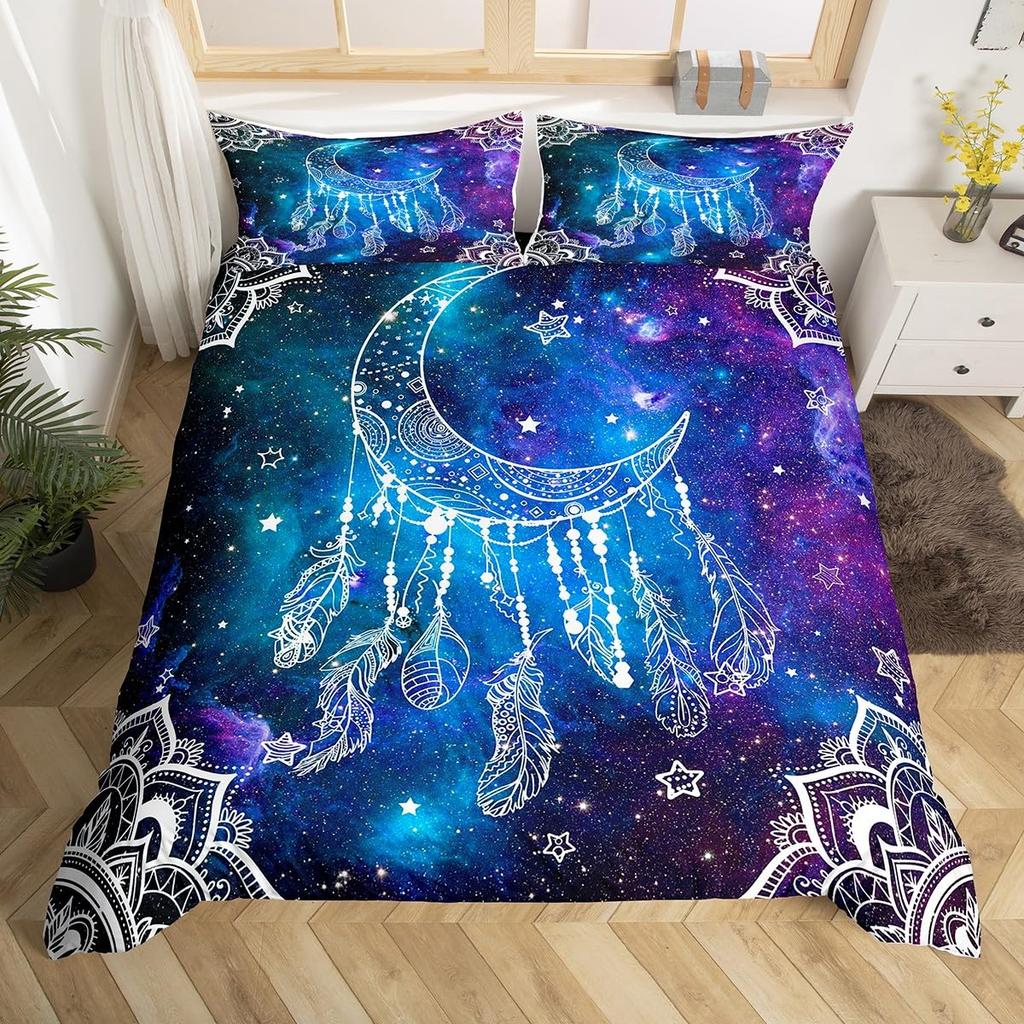 Bohemian Soft Duvet Cover Set Dreamcatcher Geometric Feather Print Beding Set King Quen Sized Dimensions Rom Decor Microfiber Warm Comforter Cover