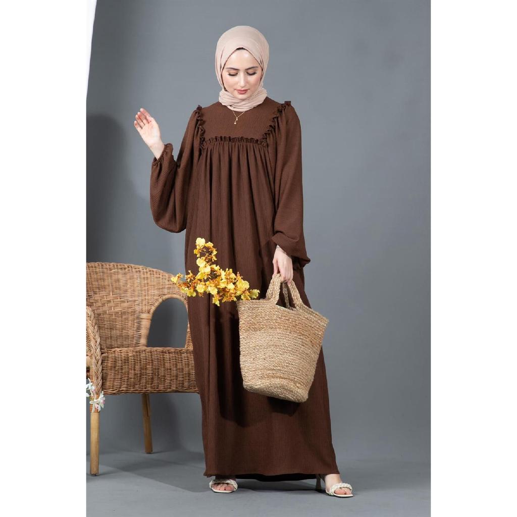 Ruffled Robe Wrap Dress-black