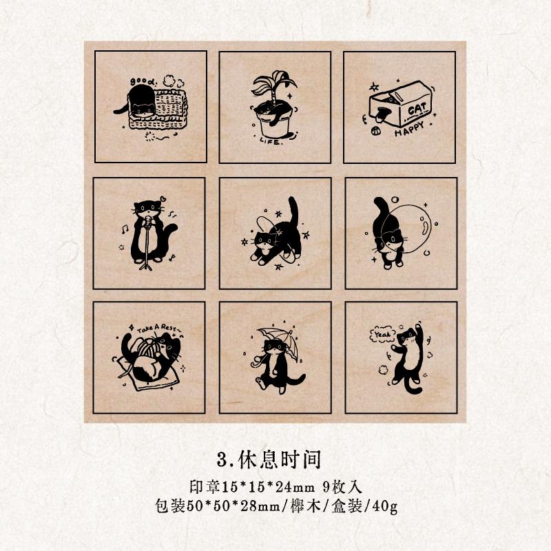 

JIAMEI 9pcs/set Cat World Series Kawaii Cartoon Cat Decoration Beech Seal DIY Scrapbooking Journal Supplies Cute Seal