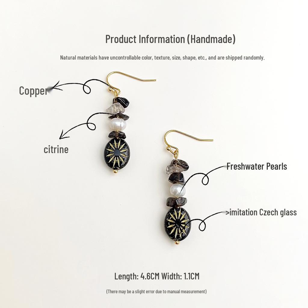 Boucles d'oreilles vintage Starburst Perle d'eau douce & Cristal pour femmes