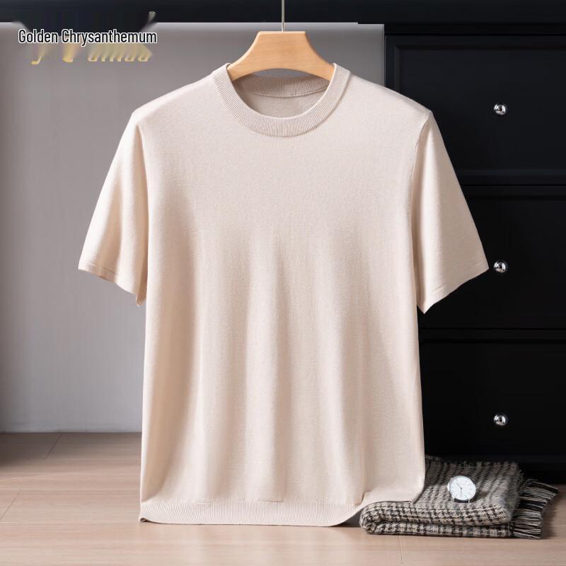 Jinjuan Men's Silk Cashmere Short Sleeve T-Shirt