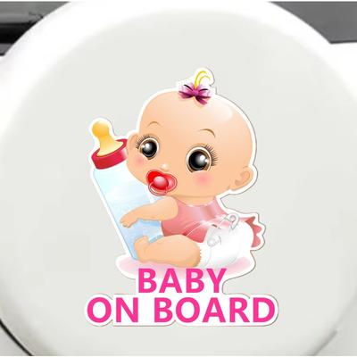 Baby On Board Car Warning Sticker Cartoon Girl Baby Graphics Decal Waterproof PVC for Car Window Safety Reminder