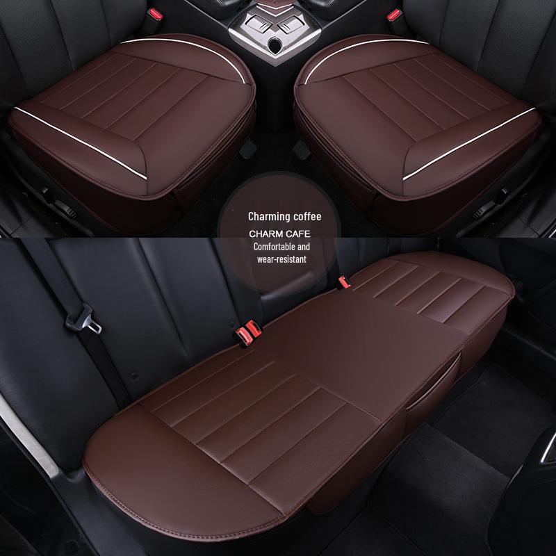 Universal Color Block Car Seat Cushion Set - Full Coverage, Non-Slip, No Backrest, Fashionable, Four Seasons, Three Pieces.