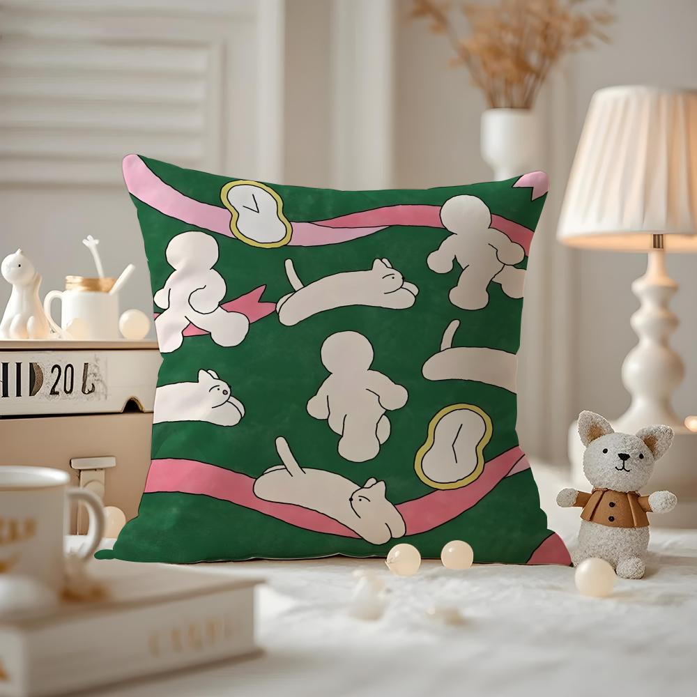 Heartwarming Illustrations Cushion Cover Pattern Printed Pillowcase For Living Room Sofa Cushion Cover & Bedroom Decor