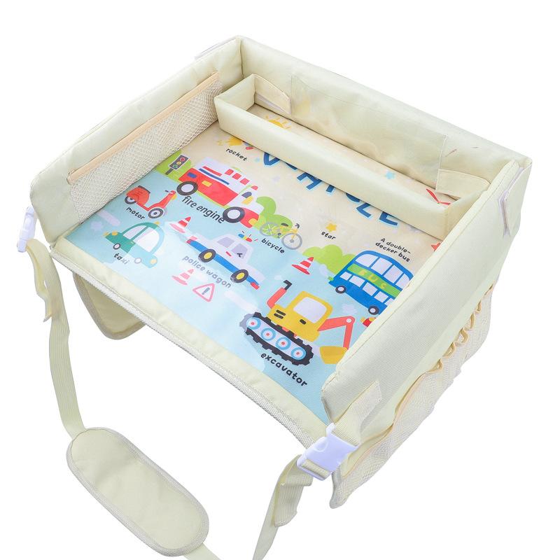 Car Seat Travel Tray Safety Seat Play Table Organizer Storage Snacks Toys Cup Holder Waterproof For Baby Children Kids Stroller