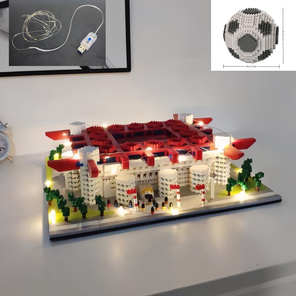Knew Built Madrid Soccer Stadium with Soccer Ball Micro Blocks Building Toys Experience the Joy of Footballive Good Deco Gift