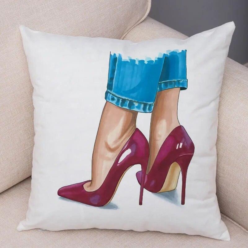 

Спальня Вітальня Автомобіль Диван Побутова Наволочка Прикраса Мультфільм Жіночі високі підбори Чохол для подушки з принтом 40x40cm