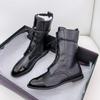 Women's Boots New Martin Women's Medium Tube Thin Boots Women's Black Locomotive Handsome Thick Heel