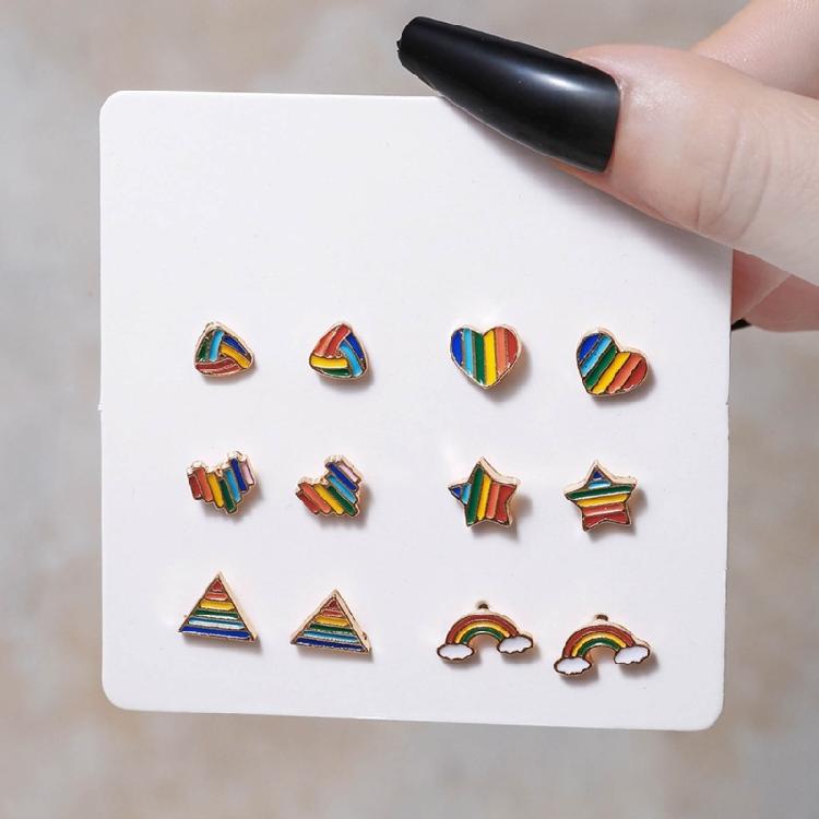 6 Pairs Ear Studs Alloy Material Ear Pins Perfect Jewelry Gift for Woman Girls