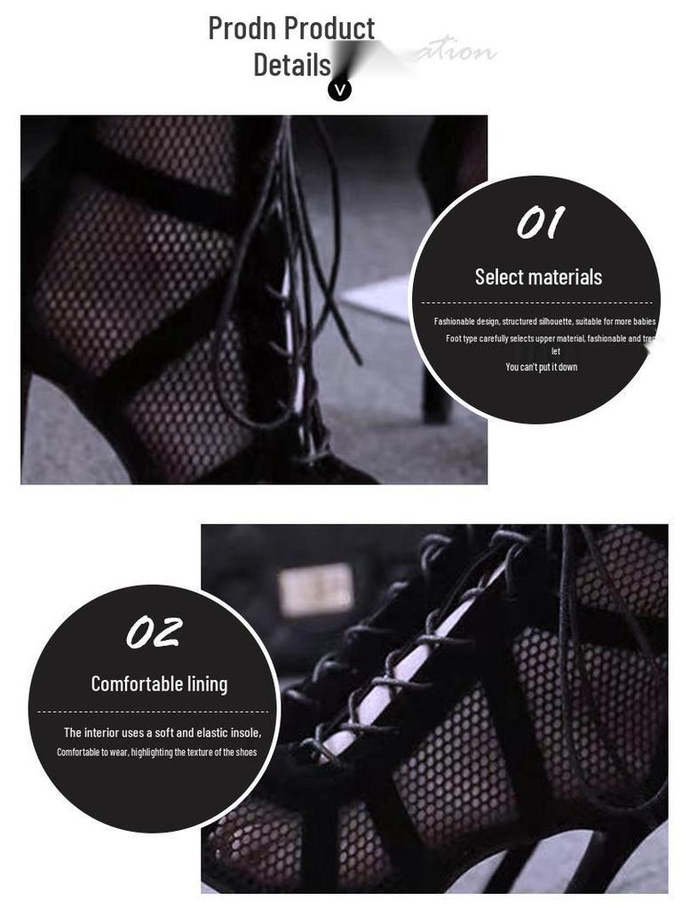 Schwarze Mesh-Wildleder Riemchen-High Heels - Elegante Übergröße Mode für Damen