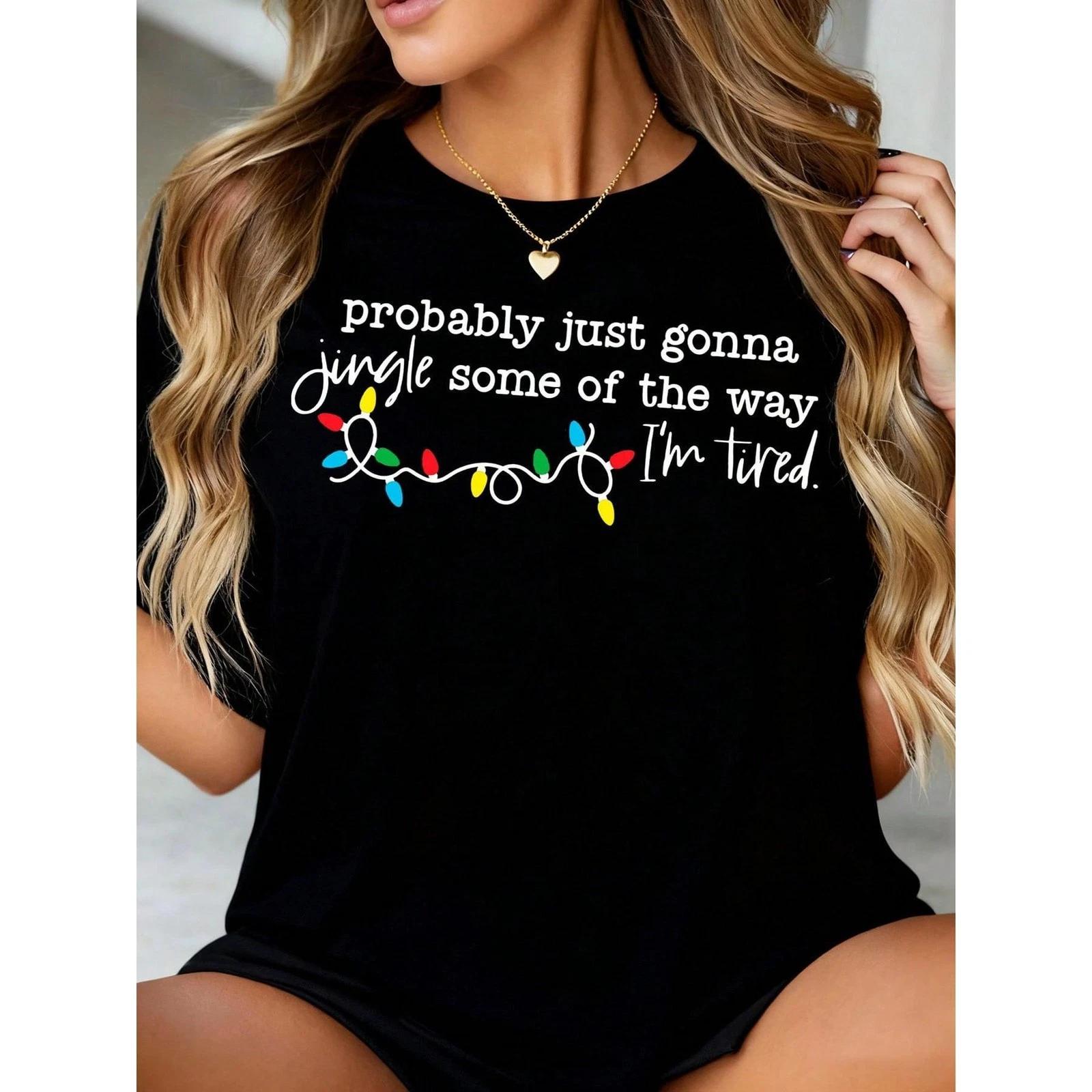 Christmas T-Shirt Women s Funny Holiday Jingle Lights Graphic Tee XXXXL