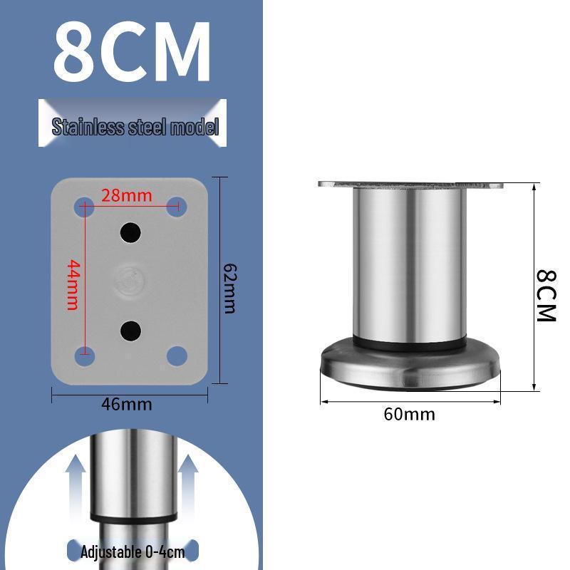Adjustable Stainless Steel Legs for Sofa, TV Cabinet, Coffee Table, Bathroom Cabinet, and Bed.