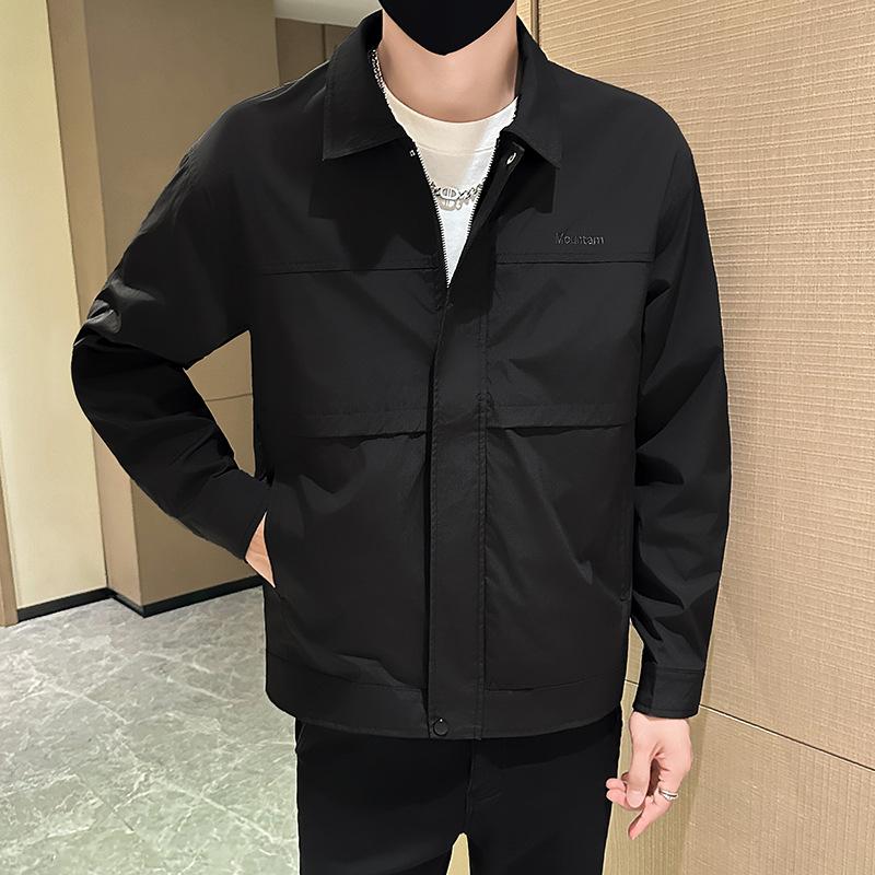 Men'S Coat Spring New Lapel Handsome Tooling Youth Jacket Versatile Fashion Trend Top Coat