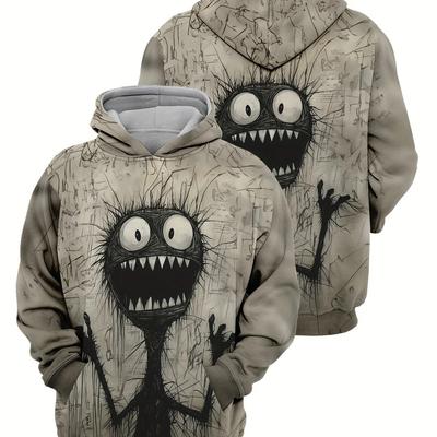 Lässiger Herren-Hoodie 3D-gedrucktes lustiges Anime-Muster Langärmliger Kapuzenpullover Muster Herrenbekleidung Hip-Hop Übergroßes Sweatshirt