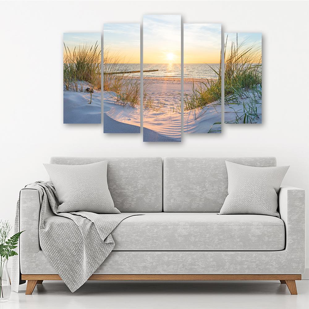 Pětidílný obraz na plátně Beach Sea Dunes Sunset