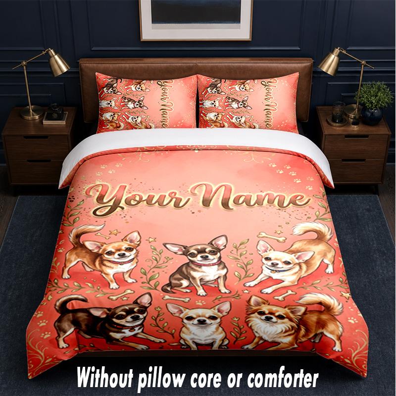 Decorative Artwork Theme Custom Text Or Name 3Pcs Bedding Set,1 Flat Sheet & 2 Pillowcases Personalized Home Bedding